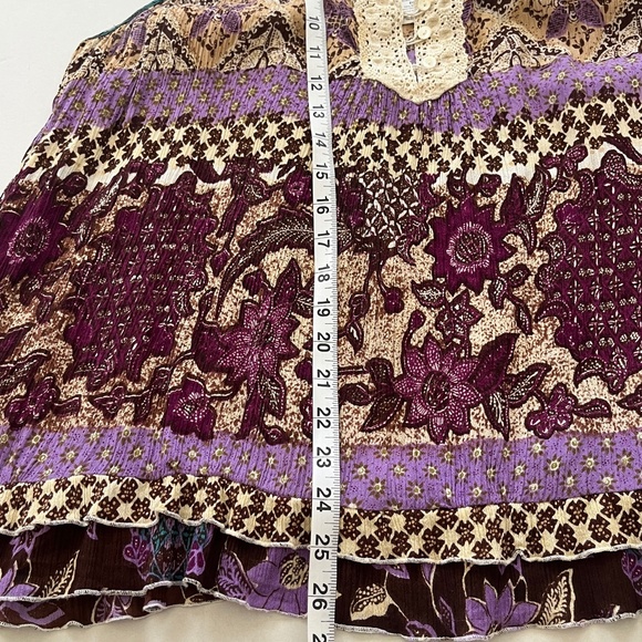 Bila Women Size XL Boho Tunic Top Sheer Lace Embroidered Romantic Praire Western - Picture 6 of 9